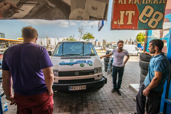 We also had time to take care of Heffalump. The Lady who lost her left ear in the collision felt quite naked near European highways, so we got her a new ear, although it seemed to be from an American organ donor. New stickers had been arranged for us at the Finnish company Clewer's office in Istanbul, so we just stuck them in place.