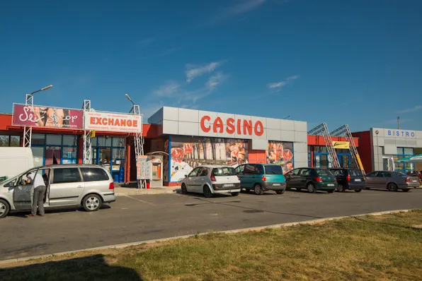 Welcome to the EU! The shops after the border crossing were quite a cavalcade!