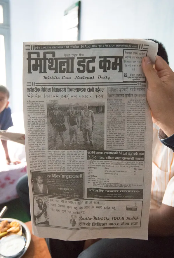 The local paper managed to publish a story of our visit the previous day